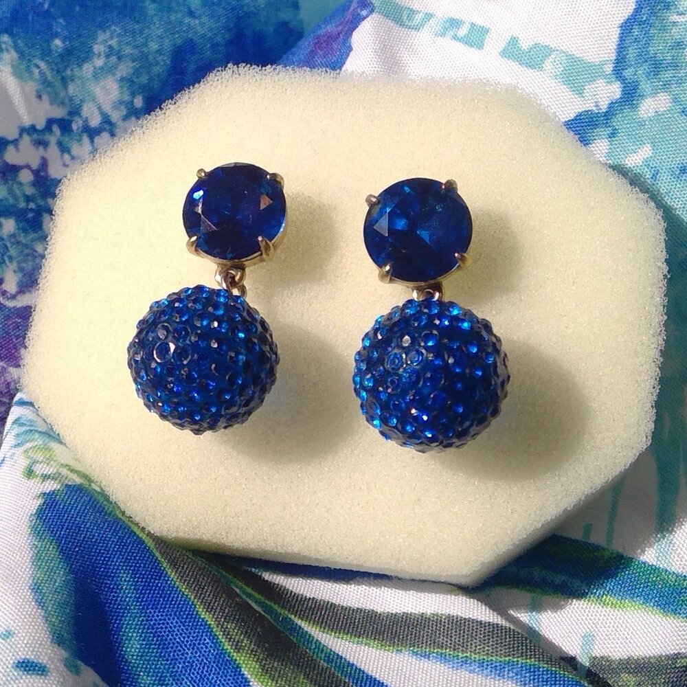 J Crew earrings with sapphire blue stones